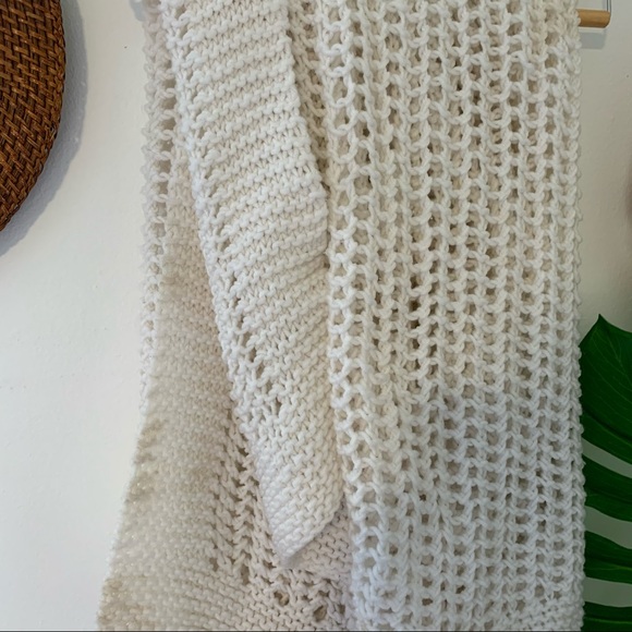 Vintage Cream Crochet Macrame Afghan Throw Blanket - Picture 8 of 8